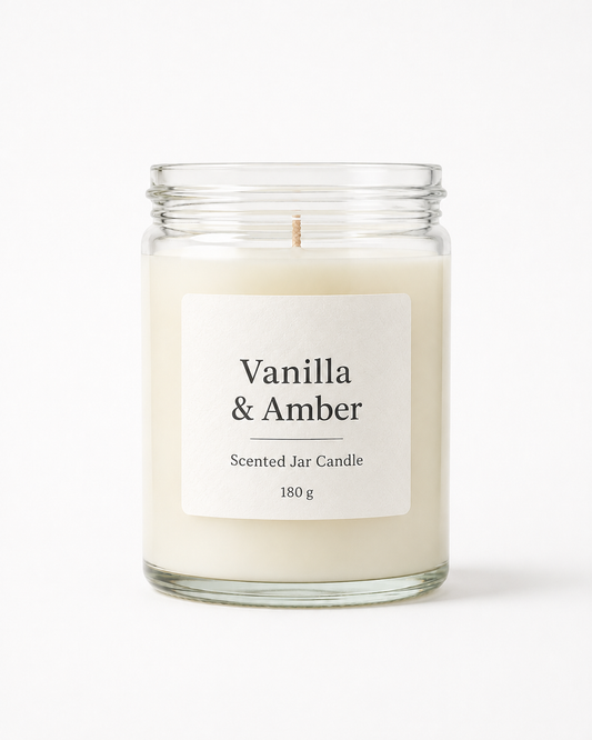 Vanilla & Amber Scented Jar Candle
